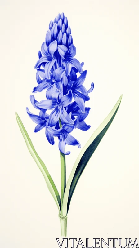 Blue Hyacinth: A Detailed Floral Illustration AI Image