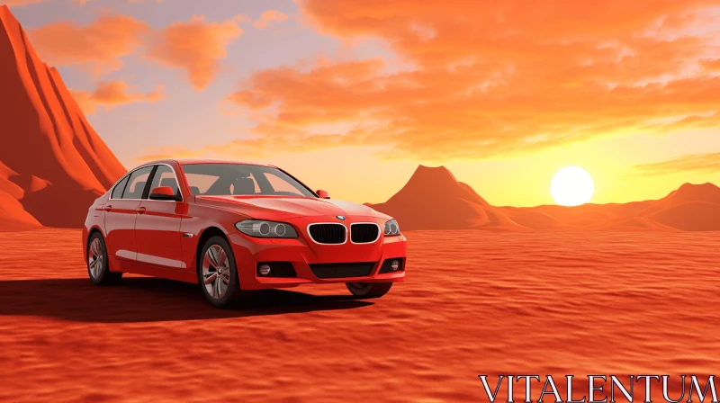 BMW 3 Series Race Car in Desert: Romantic Landscape Vistas AI Image
