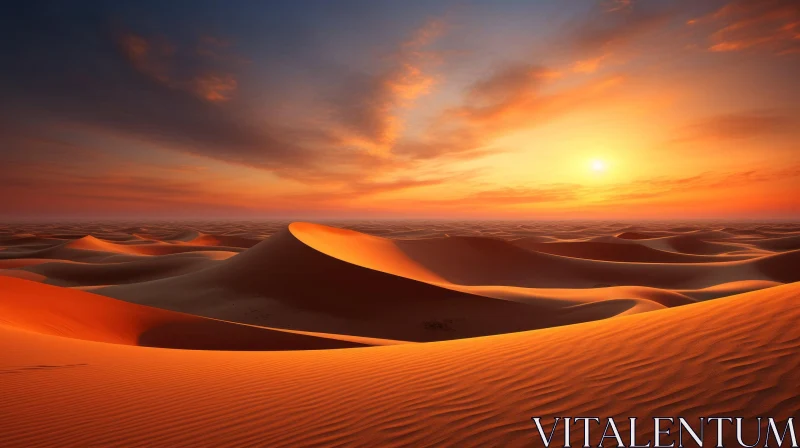 Golden Sand Dunes at Sunset AI Image