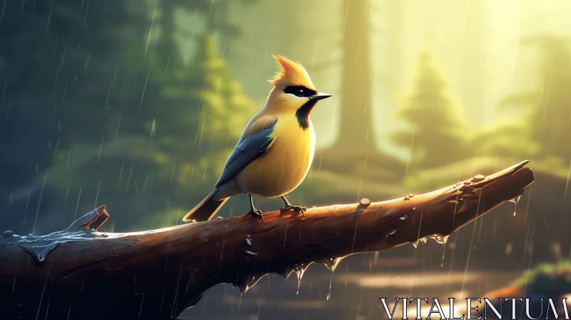 AI ART Golden Rain Bird - A Nature Inspired Concept Art