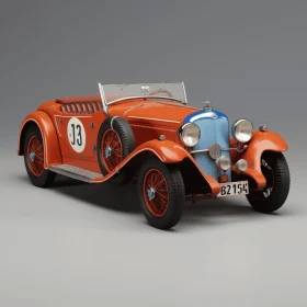Exquisite Orange and Blue Sports Car on Gray Background | Vintage Charm