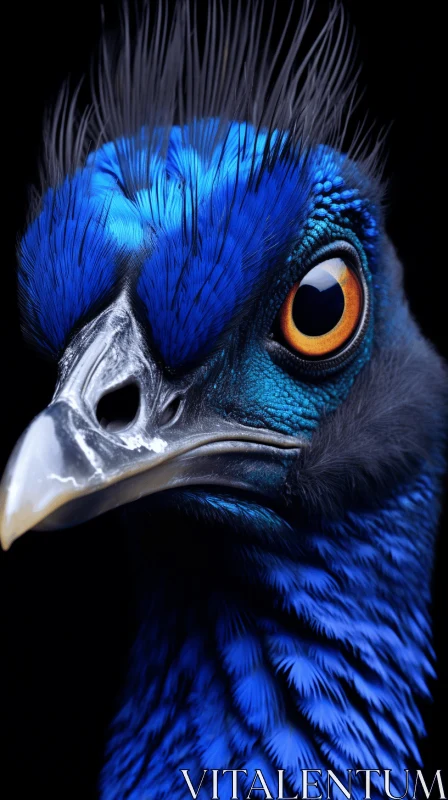 Intricate Blue Peacock Portrait on Dark Backdrop AI Image