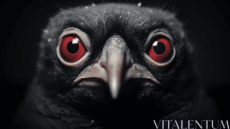 Intense and Uncanny Portrait of a Black Bird AI Image