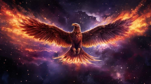 Majestic Phoenix Rising from Ashes