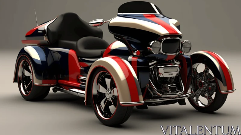 Colorful 3D Harley Davidson Bike with Patriotic Design AI Image