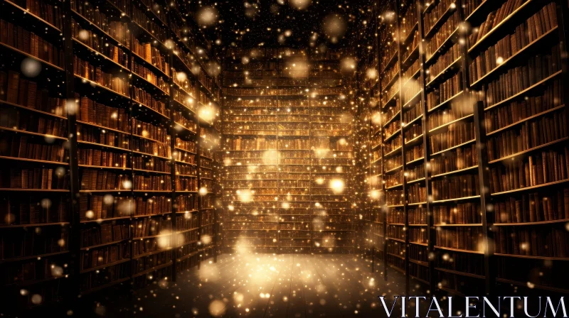 Enigmatic Library of Ancient Books and Magic AI Image