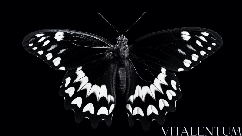 Black and White Butterfly on a Stark Background AI Image