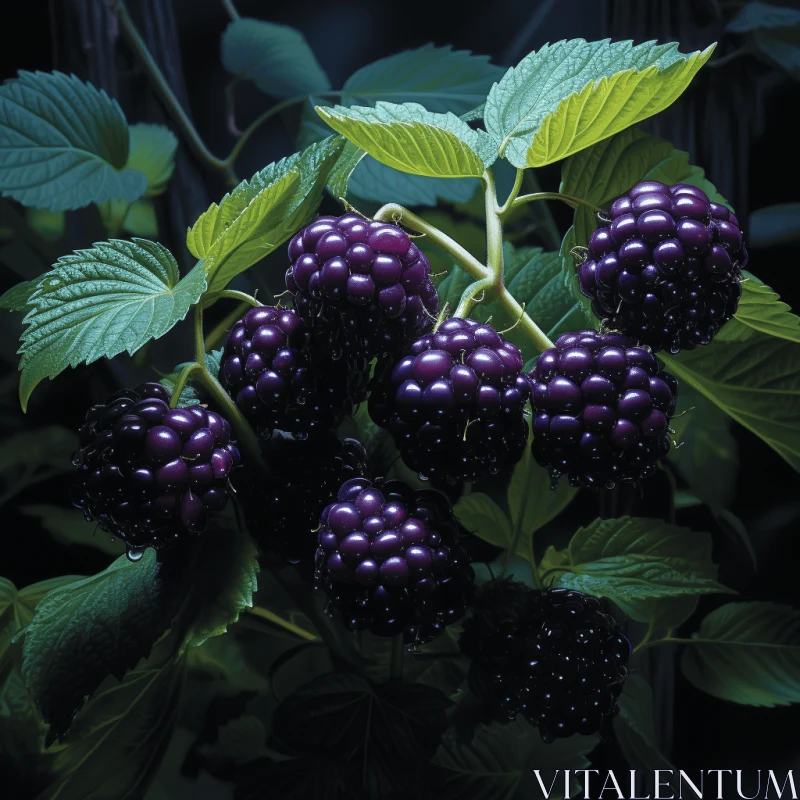 AI ART Captivating Image of Ripe Blackberries on a Vine