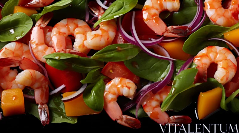 AI ART Delicious Shrimp Salad with Fresh Vegetables