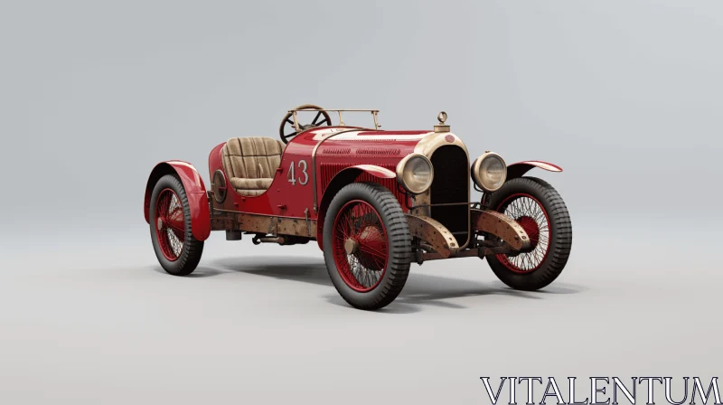 AI ART Finely Rendered Red Old Style Car Model | Contest Winner