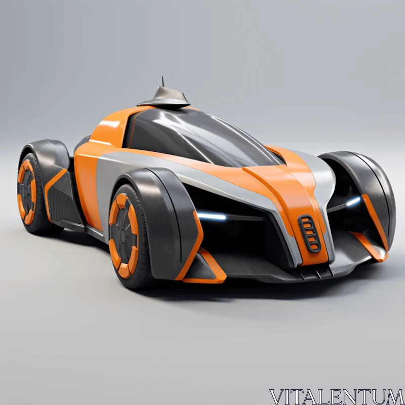 Futuristic Racing Car in Orange and Gray | Hyper-Detailed Renderings AI Image