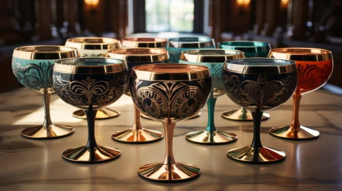 Luxurious Wine Glasses on Marble Table - Interior Decor Elegance
