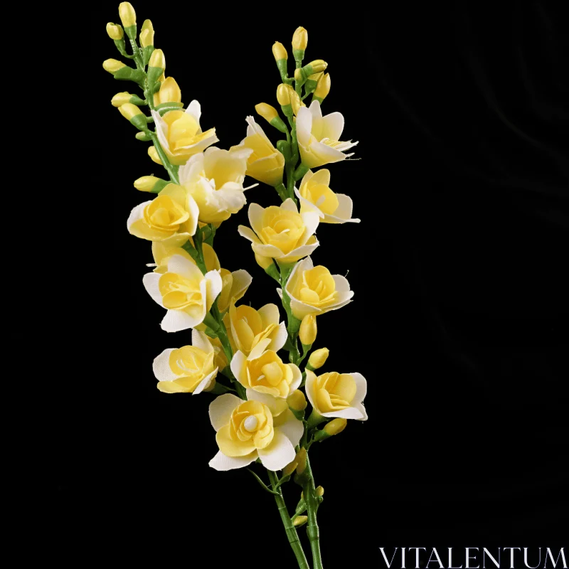 Traditional Vietnamese Yellow Floral Bouquet on Black Background AI Image