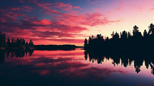 Tranquil Sunset Over Lake - Nature's Beauty Captured