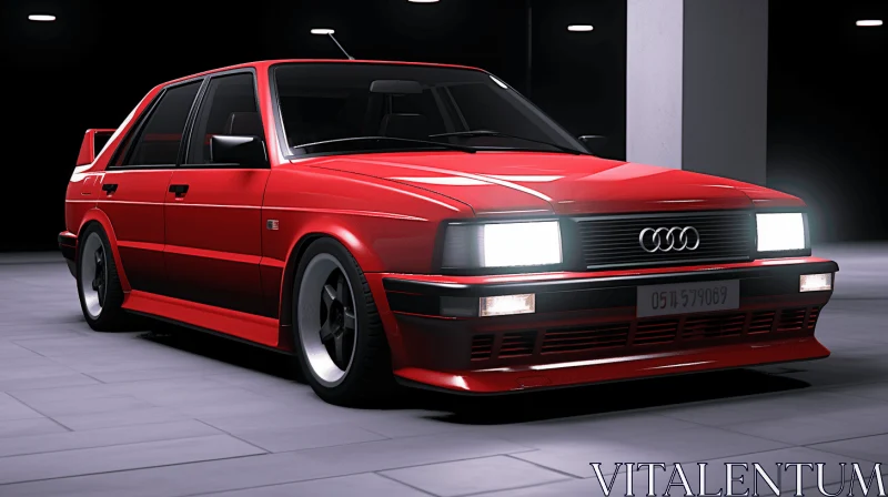 Vintage Red Audi with Realistic Detailing - Retro-inspired Image AI Image