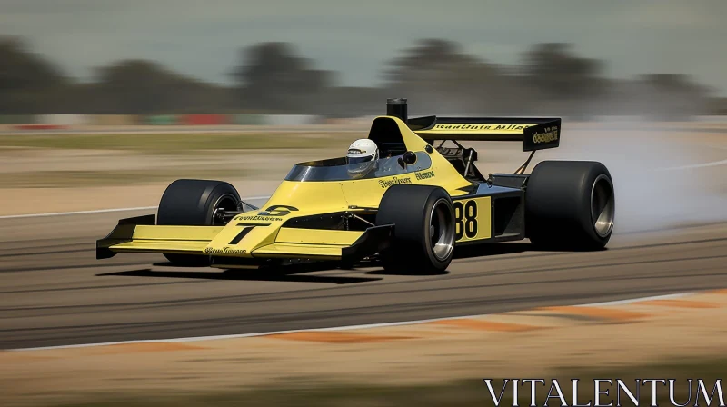 AI ART Yellow Formula 1 Race Car Speeding on Track