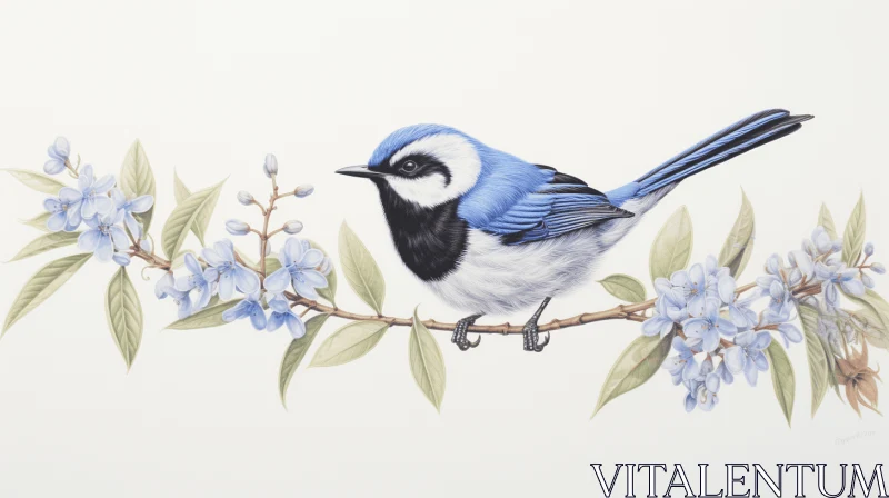 Exquisite Blue Bird Painting: An Ode to Australian Wildlife AI Image