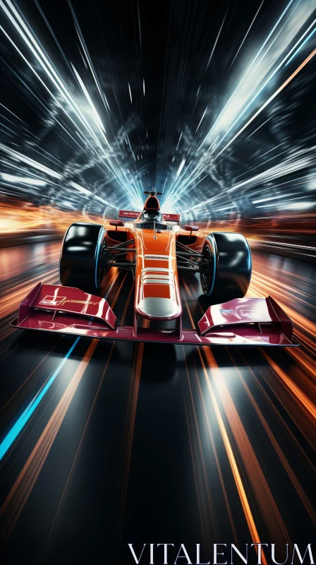 High-Speed Formula 1 Racing in Dark Tunnel AI Image