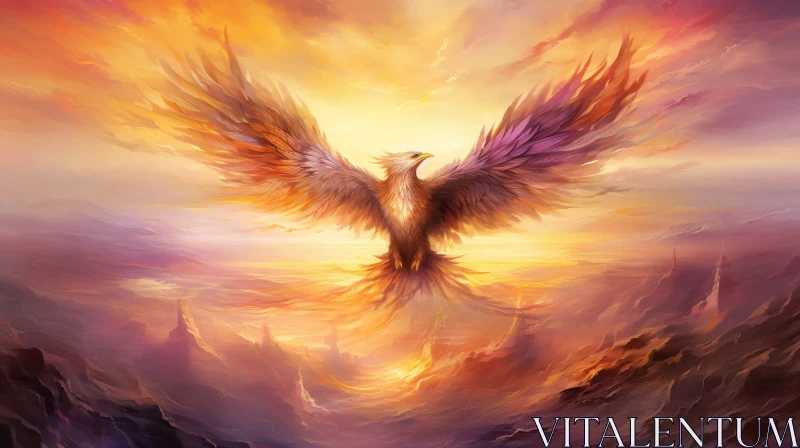 Phoenix Rising Painting - Symbol of Hope and Renewal AI Image