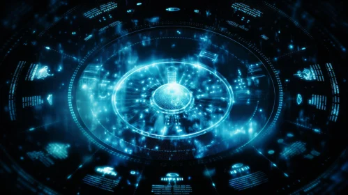 Digital Abstract Futuristic Interface with Stars