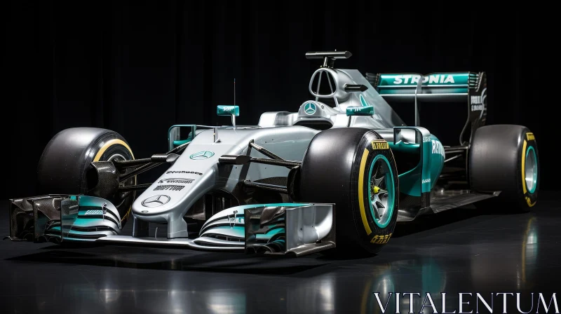 Formula 1 Racing Car - Silver and Teal Colors - Number 44 - Mercedes-AMG Petronas AI Image