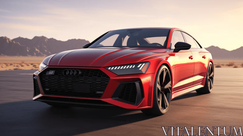 Audi RS6 in Desert: Hyper-Detailed Rendering of a Bold and Vibrant Car AI Image
