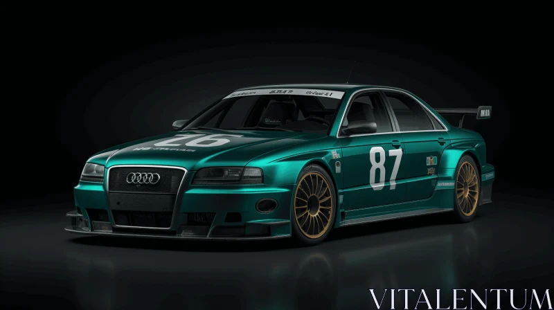 AI ART Green Audi with Number 7: Bold and Vivid PS1 Graphics Style