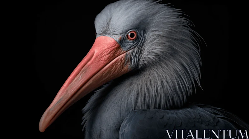 Grey Bird with Red Eyes: A Study in Precisionist Art and Bioluminescence AI Image