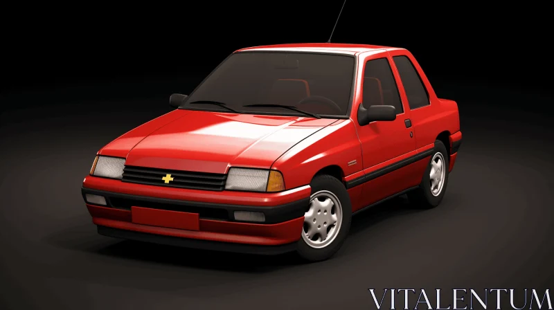 Meticulously Rendered Red Car from the 1980s | Photorealistic Art AI Image