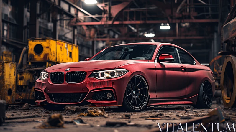 Captivating Red BMW 240i in Gritty Urban Setting - HD Wallpaper AI Image