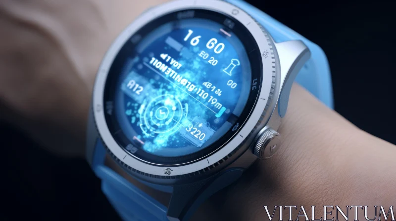 Futuristic Smartwatch with Blue Strap AI Image