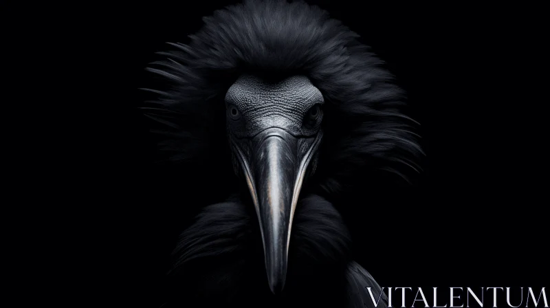 Stark Stork Head Portrait in Dark Lighting AI Image