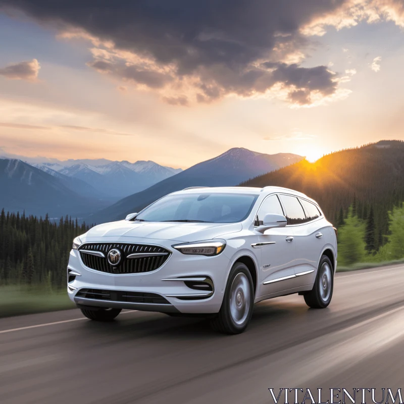 AI ART 2020 Buick Enclave: A Serene Mountain Drive in Ambient Occlusion Style