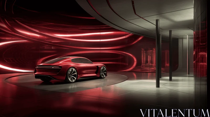 Futuristic Car on Dark Red Background | Polished Concrete Style AI Image