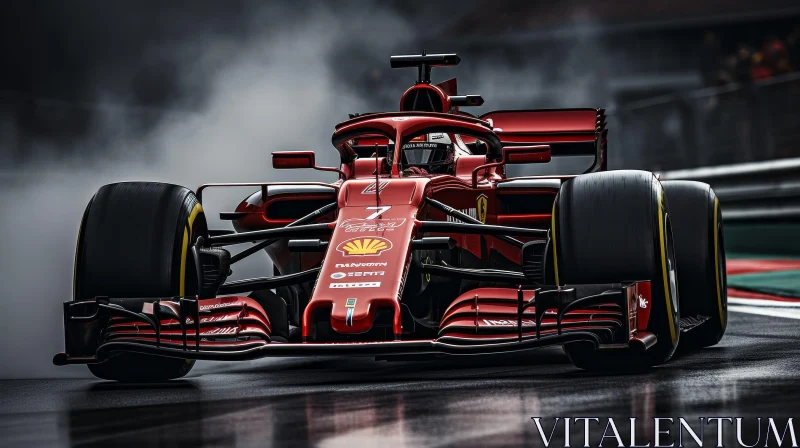 Intense Formula 1 Racing on Wet Track AI Image