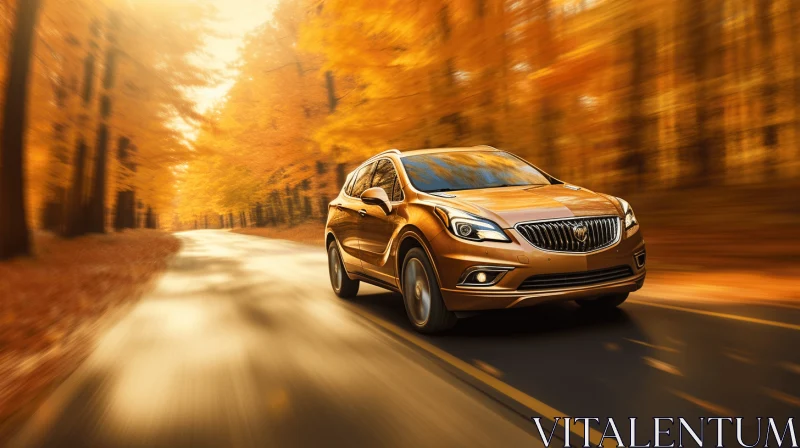 Captivating Autumn Forest: A 2016 Buick Drives in Elegance and Emotion AI Image