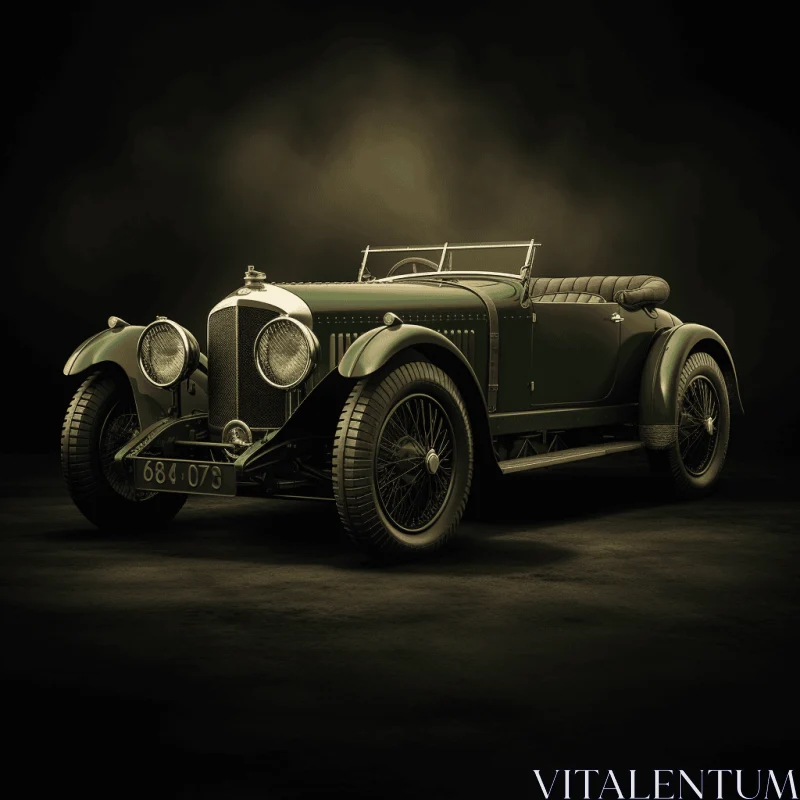 Vintage Green Bentley Car in a Captivating Dark Background AI Image