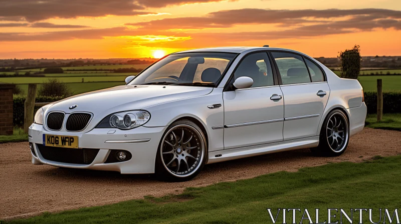 White BMW at Sunset | Luxury Car Photography AI Image