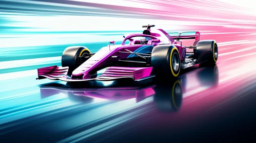 Pink Formula 1 Racing Car in Motion