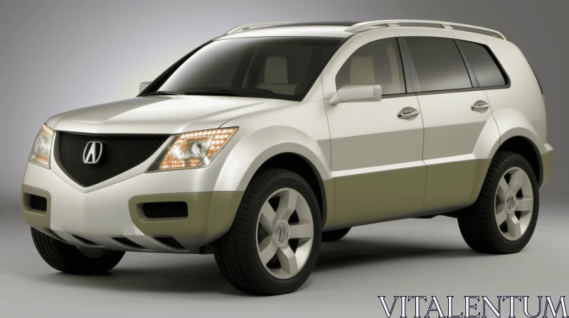 AI ART White SUV on Grey Background | Earth Tones | Sculpted Design