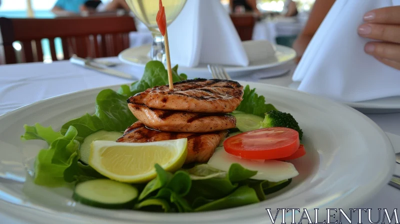 Delicious Grilled Salmon Dish with Fresh Ingredients AI Image