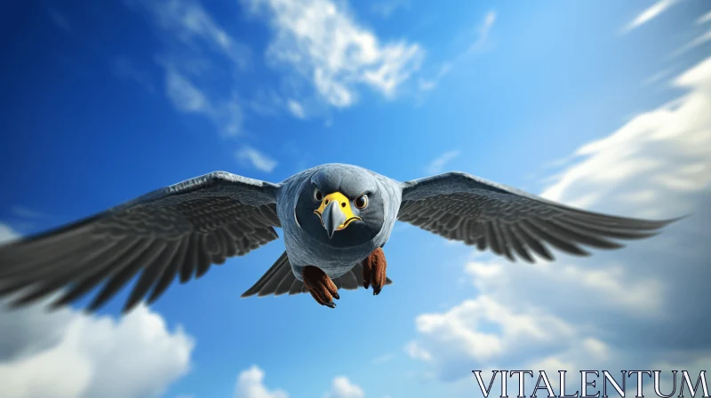 Humorous Caricature of a Bird in Flight AI Image