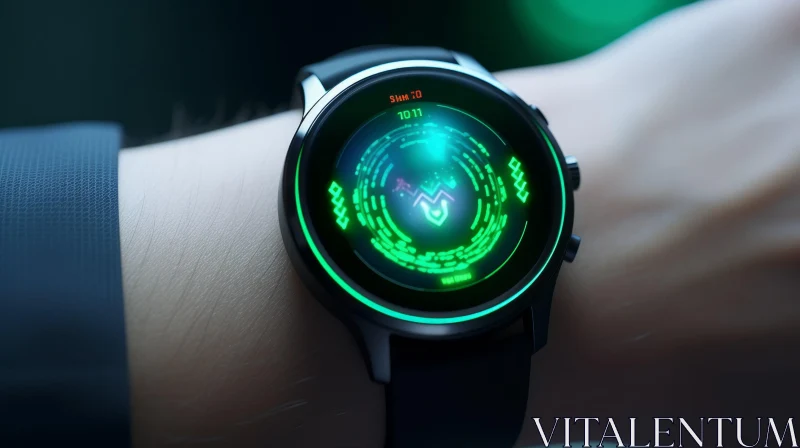 AI ART Modern Black Smartwatch on Wrist - Health Tracking Wearable Tech