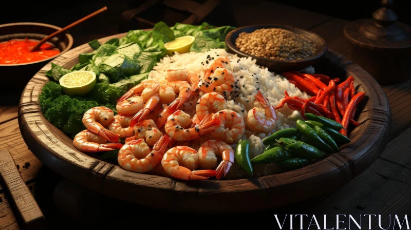 Delicious Shrimp Bowl with Rice and Vegetables AI Image