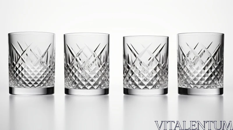 Elegant Crystal Glasses on White Background AI Image