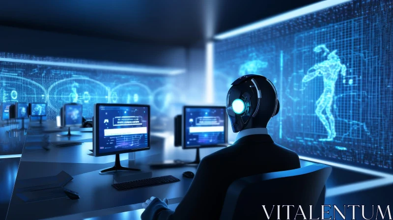Virtual Reality Experience in Dark Room AI Image