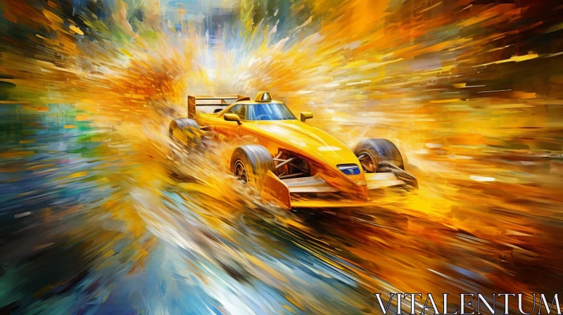 Yellow Formula 1 Race Car Artwork AI Image