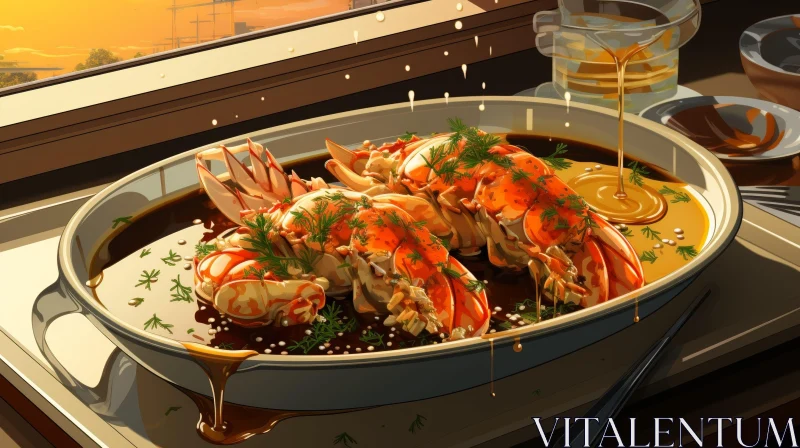 Delicious Lobster Tails with Ocean View AI Image