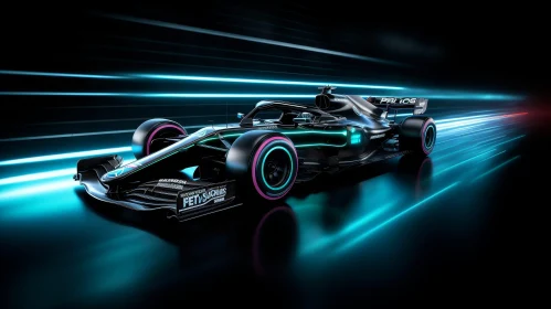 Formula 1 Car Racing in Neon Lights