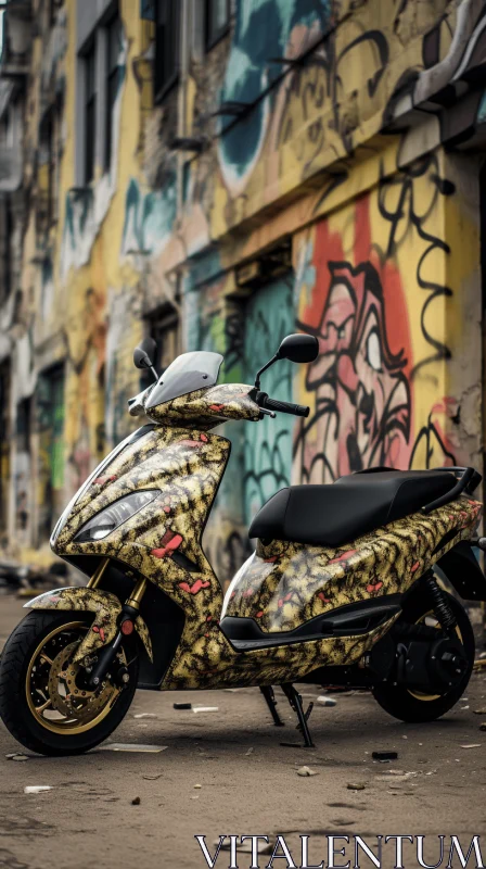 Vibrant Motorbike with Graffiti | Urban Environment | Tropical Baroque AI Image